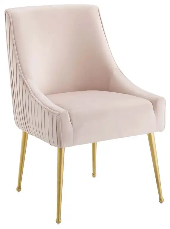 Pink Discern Pleated Back Upholstered Performance Velvet Dining Chair