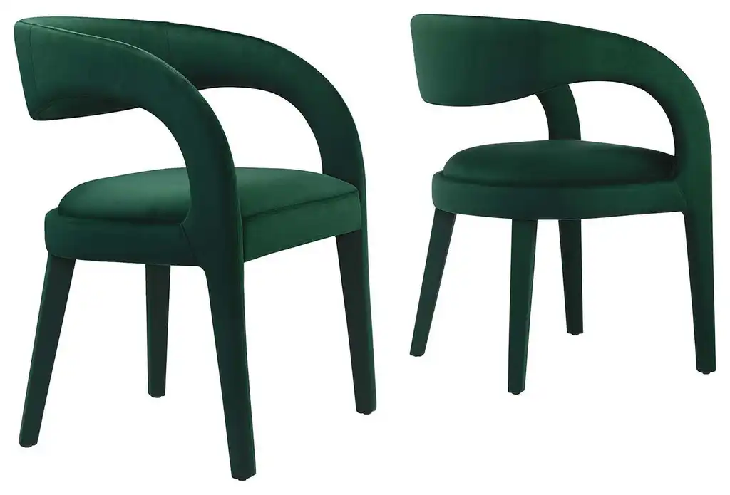 Pinnacle Performance Velvet Dining Chair Set of 2, Green
