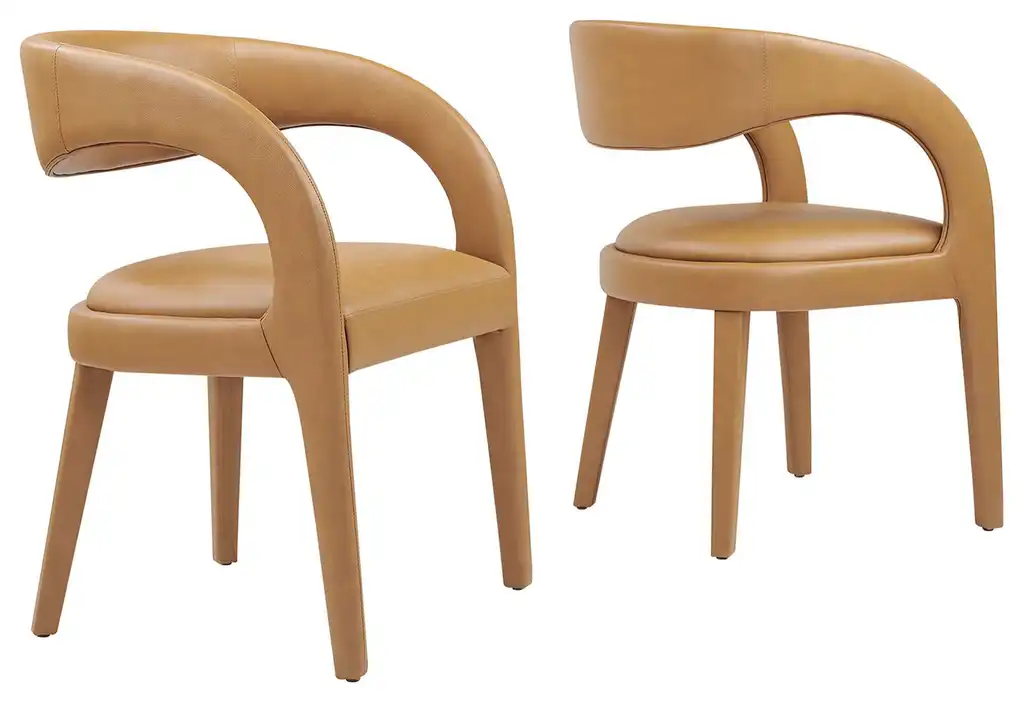 Pinnacle Vegan Leather Dining ChairSet of 2, Tan