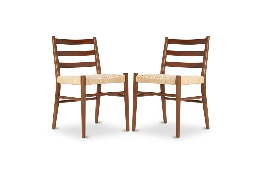 Poly and Bark Ray Dining Chair, Set of 2, Walnut