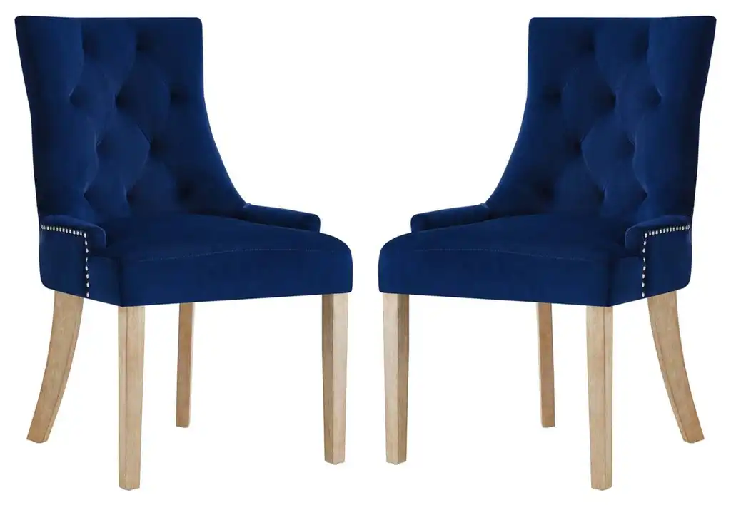 Pose Dining Chair Velvet Set of 2, Navy