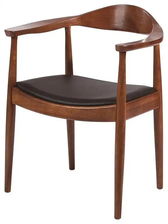 Presidential Dining Arm Chair, Black Pu Seat Cushion Walut Finish-, Set of 2