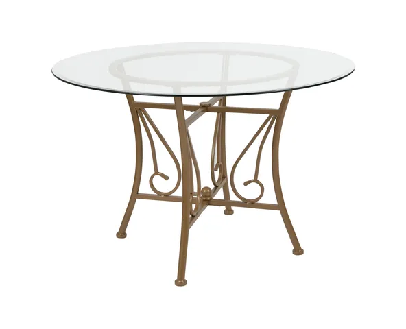 Princeton 45'' Round Glass Dining Table with Matte Gold Metal Frame