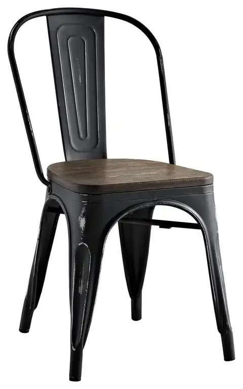 Promenade Bamboo Steel Dining Side Chair, Black