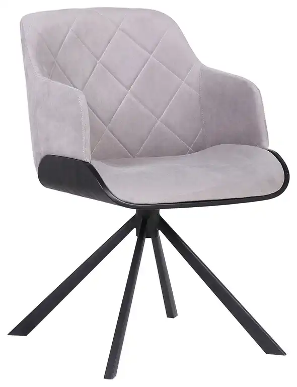 Puma Dining Chair, Black Powder Coated Finish With Gray Velvet