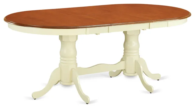 Pvt-Whi-Tp Table With 18" Butterfly Leaf Buttermilk And Cherry.