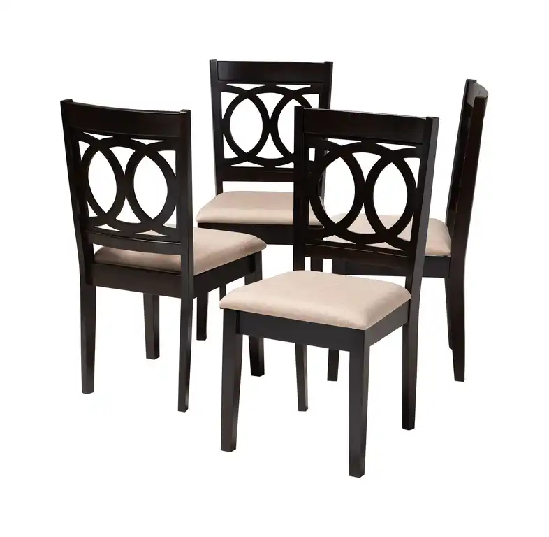 Quinn Sand Fabric Espresso Brown Finish Dining Chairs, Set of 4