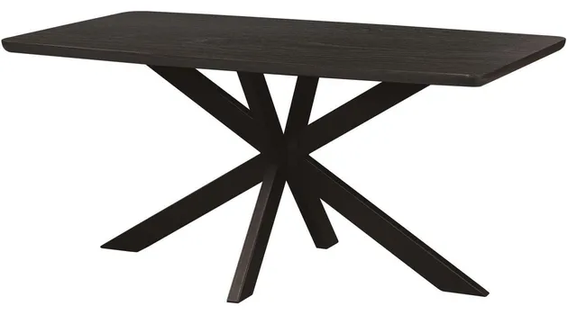 Ravenna 63" Rectangular Wood Dining Table With Modern Metal Base Ebony