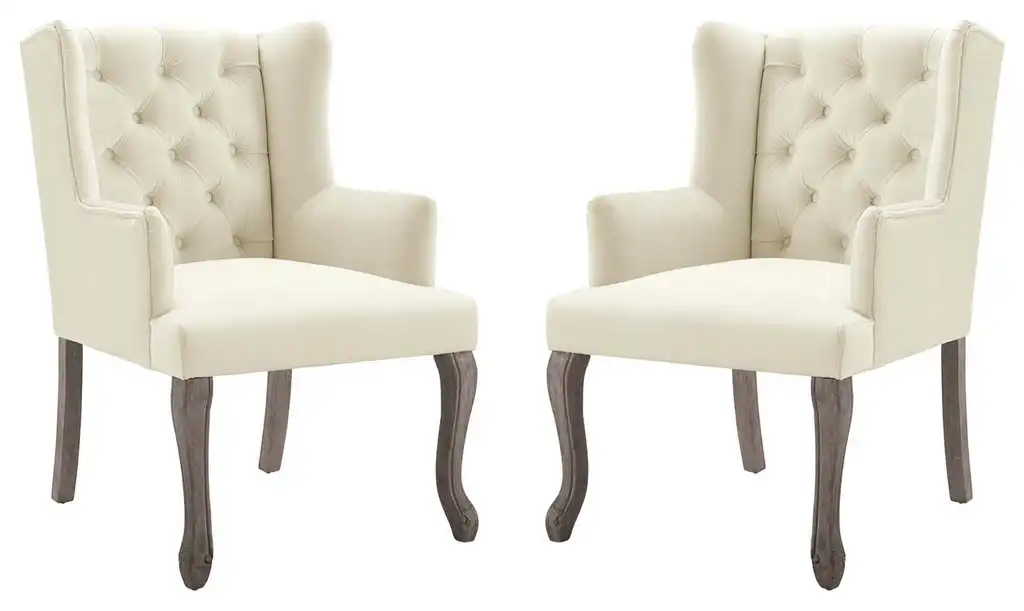 Realm Armchair Performance Velvet Set of 2, Ivory