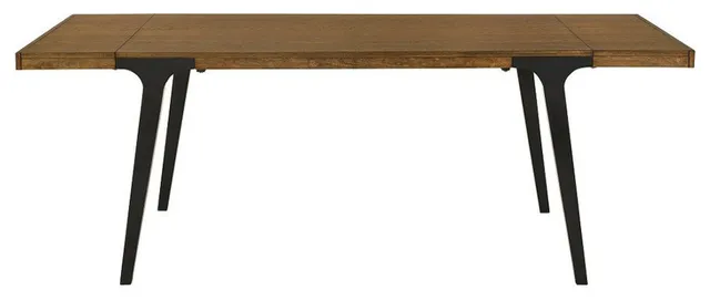 Rectangular Dining Table With Extension Leaves, Walnut and Black