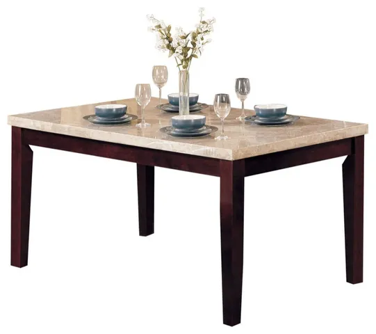 Rectangular Walnut Dining Table with White Marble Top