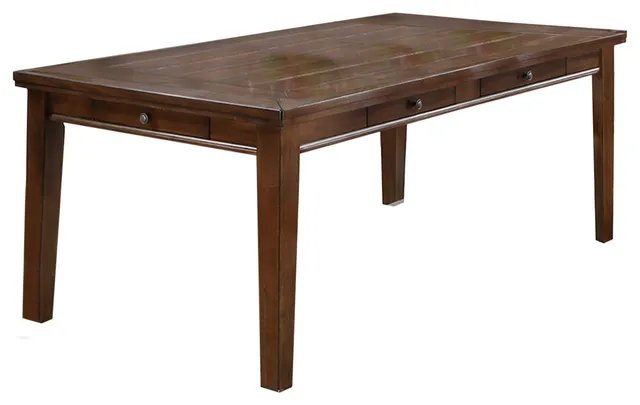 Rectangular Wooden Dining Table With 6 Small Drawers, Walnut
