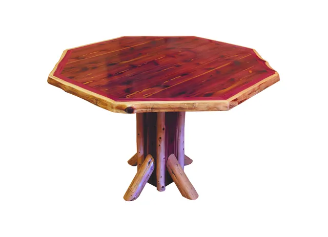 Red Cedar Log Octagon Table, 42 Inch, Dining Height