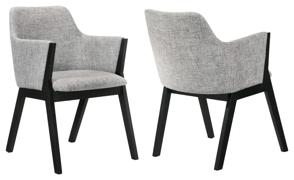 Renzo Light Gray Fabric and Black Wood Dining Side Chairs - Set of 2