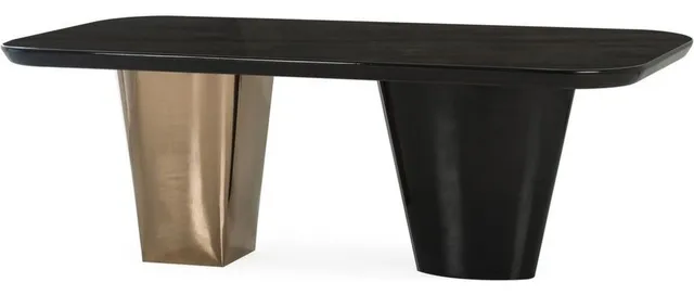 Resource Decor Shield Dining Table, Black Maple/Rose Gold