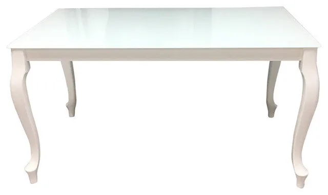 Retro Glass Top Extendable Dining Table, White