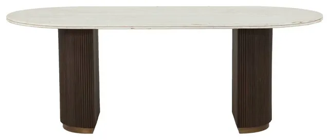 Ribbed Wood Base Dining Table, Oroa Mayfield, 83"