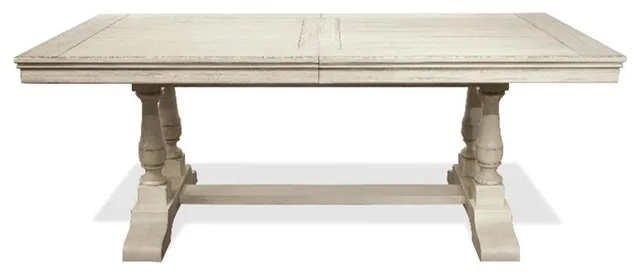 Riverside Furniture Aberdeen Wood 80" Dining Table in Weathered Worn White