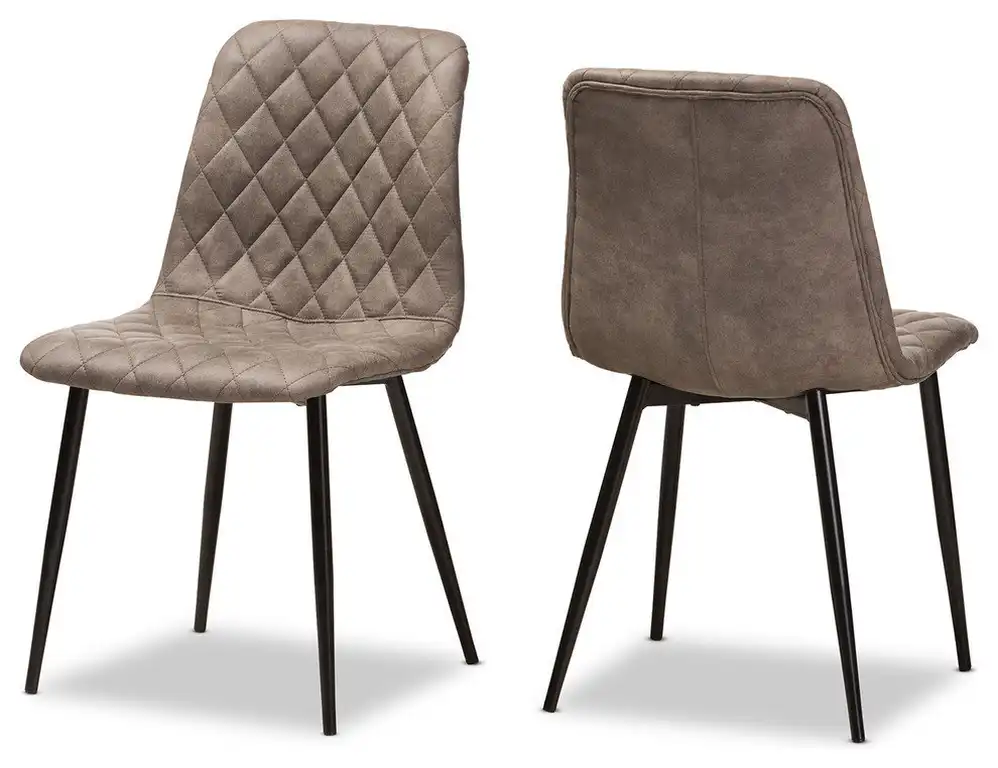Roberta Mid-Century Modern Light Brown Fabric Shell Dining Chair, Set of 2