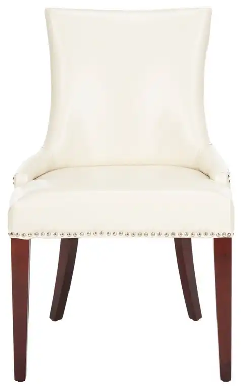 Rocco 19''h Leather Dining Chair - Silver Nail Heads (Set of 2) Flat Cream