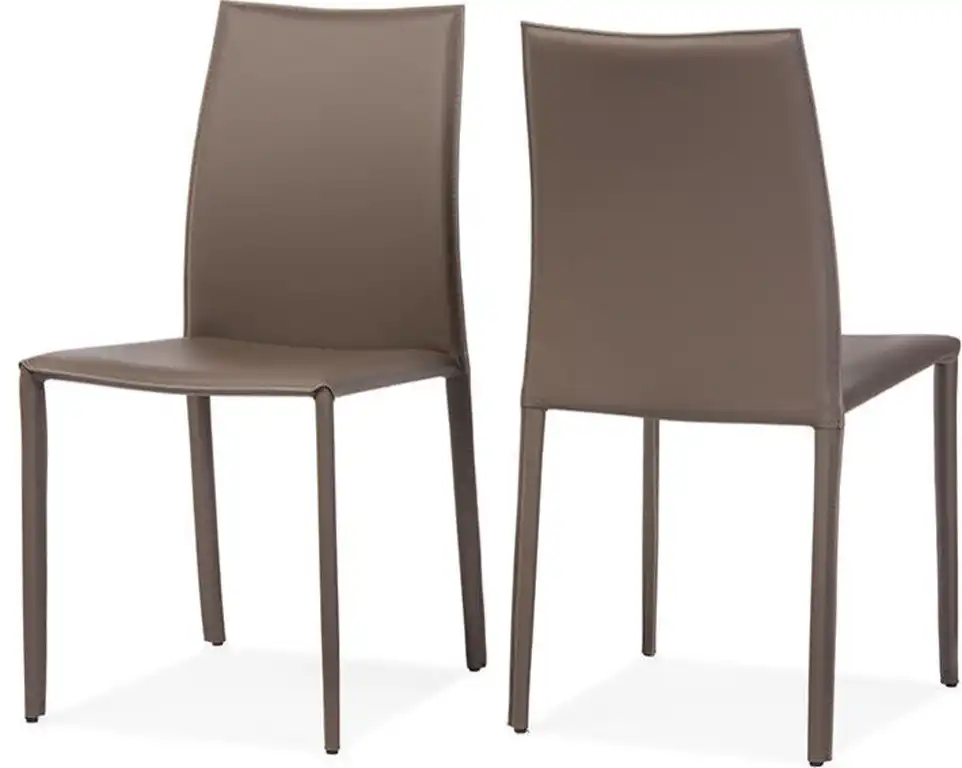 Rockford and Taupe Bonded Leather Upholstered Dining Chair, Set of 2