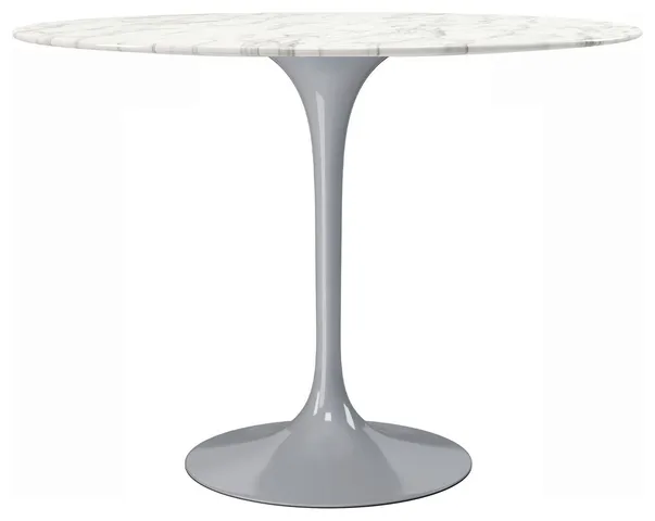 Rose 40" Round Marble Dining Table, Gray Base