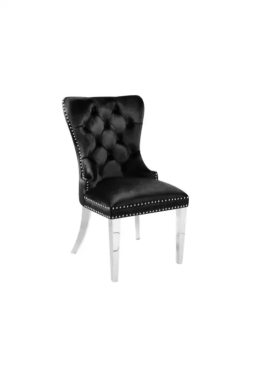 Rosemary Steel Legs Black Velvet Dining Chair