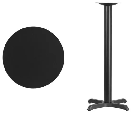Round Black Table Top XU-RD-24-BLKTB-T2222B-GG