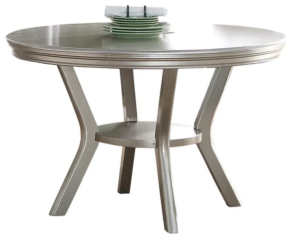 Round Dining Table, Antique Silver