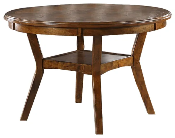 Round Top Wooden Dining Table With Boomerang Legs, Walnut Brown