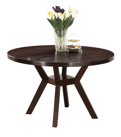 Round Wooden Dining Table, Espresso Brown