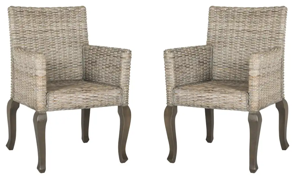 Safavieh Armando Wicker Dining Chairs, Set of 2, White Washed
