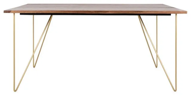 Safavieh Couture Captain Wood Dining Table, Walnut/Brass