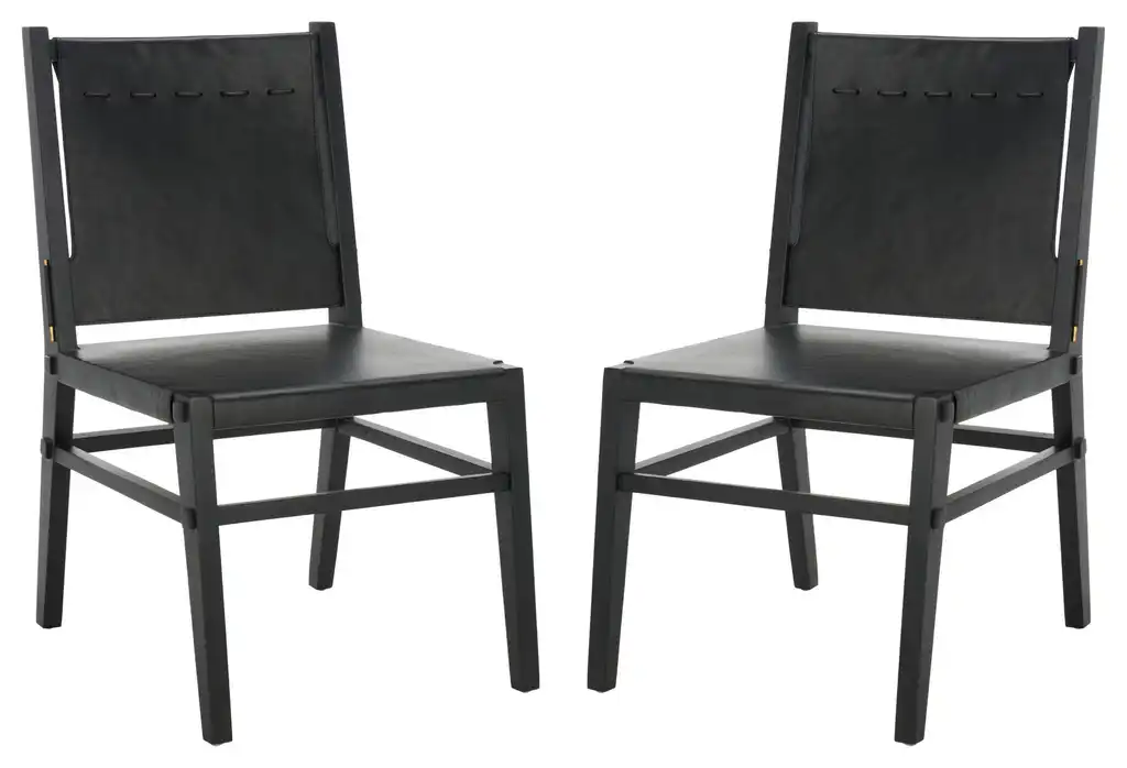 Safavieh Couture Catriella Leather Dining Chair, Black