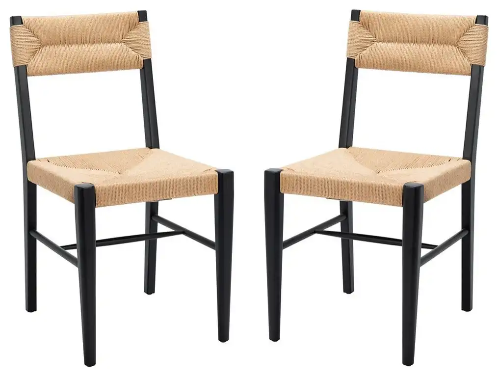 Safavieh Couture Cody Rattan Dining Chair, Black/Natural