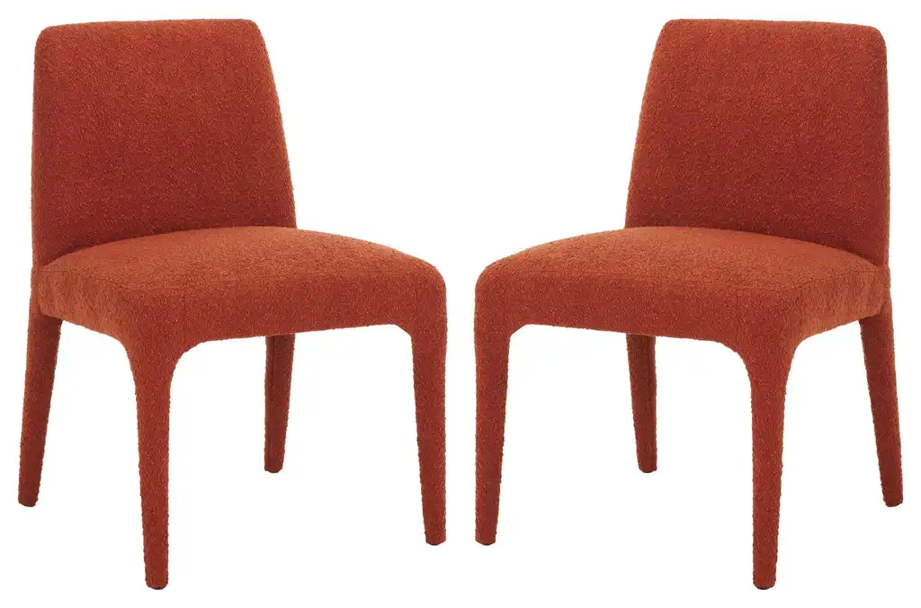 Safavieh Couture Derrick Boucle Dining Chair, Rusty Orange
