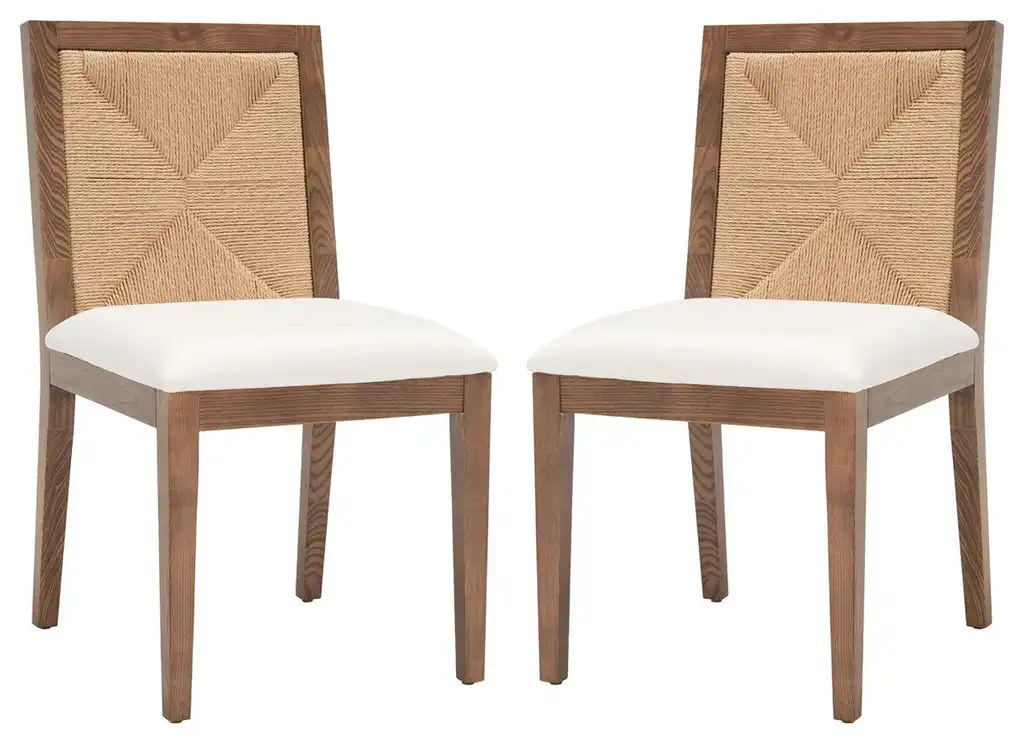 Safavieh Couture Emilio Woven Dining Chair, Walnut/Natural