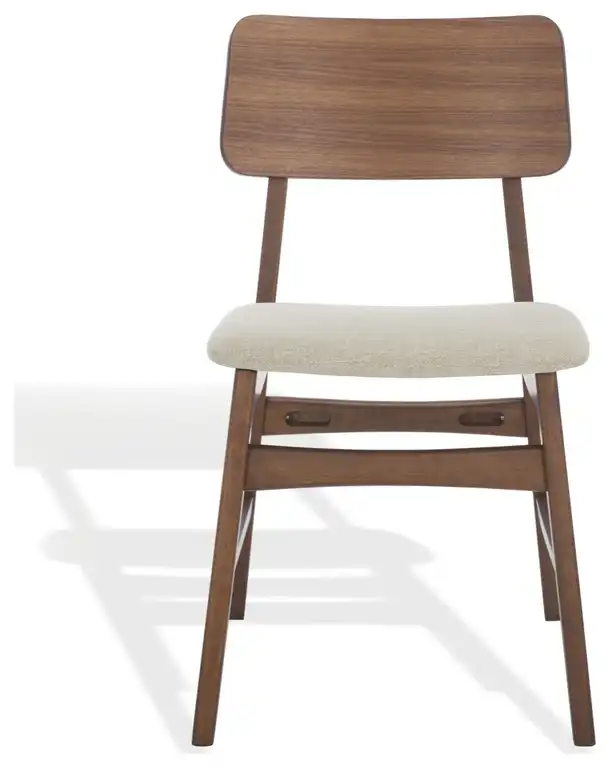 Safavieh Couture Madina Wood Dining Chair, Walnut/Beige