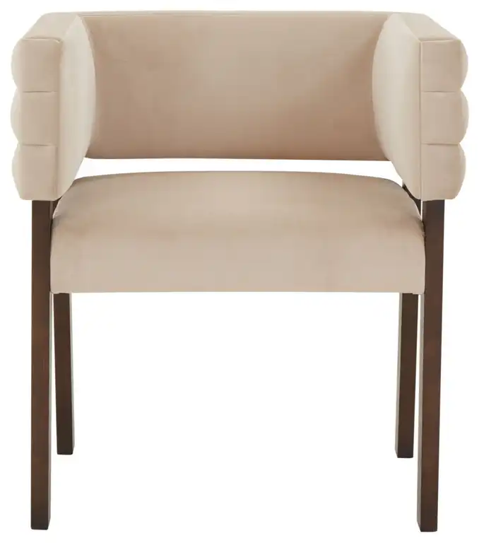 Safavieh Couture Phineus Velvet Dining Chair, Light Brown/Walnut