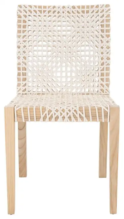 Safavieh Tyria Leather Dining Chair, White/Natural