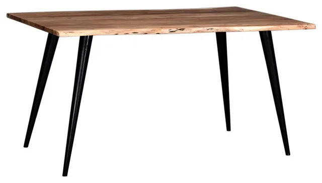 Sal 71" Dining Table, Acacia Wood, Live Edges, Natural Brown, Black