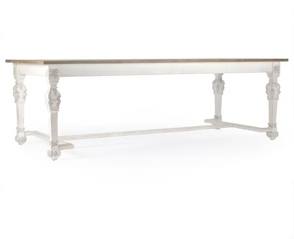 San Francisco Dining Table, Distressed Off White