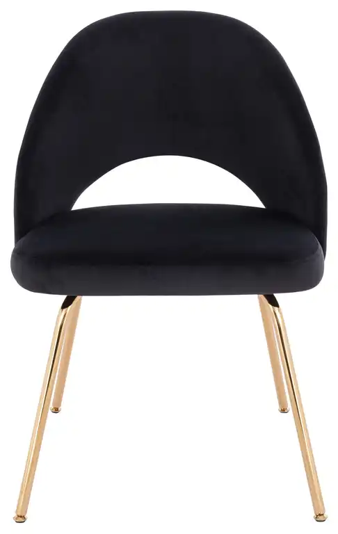 Sand Velvet Chair Gold Legs (Set Of 4), Black
