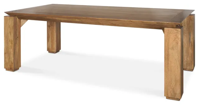 Sapphira Brown Wood Tapered Top Rectangular Dining Table