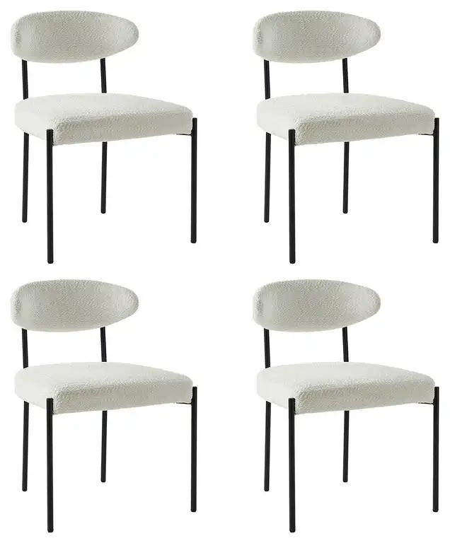 Scandinavian-Style Boucle slipcover Dining Chair, Set of 4, Ivy