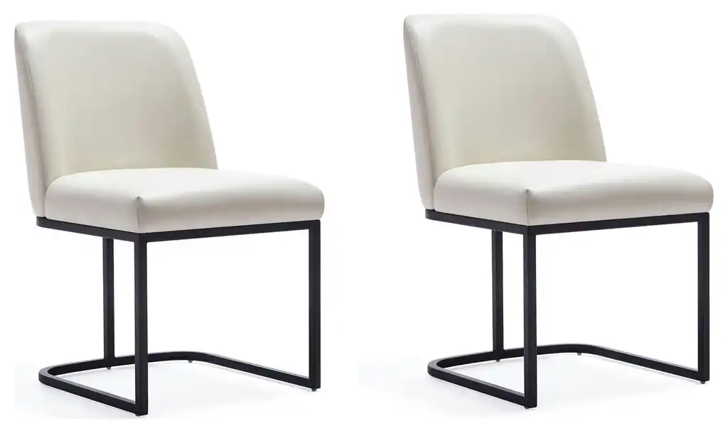 Serena Faux Leather Dining Chair, Cream, Set of 2