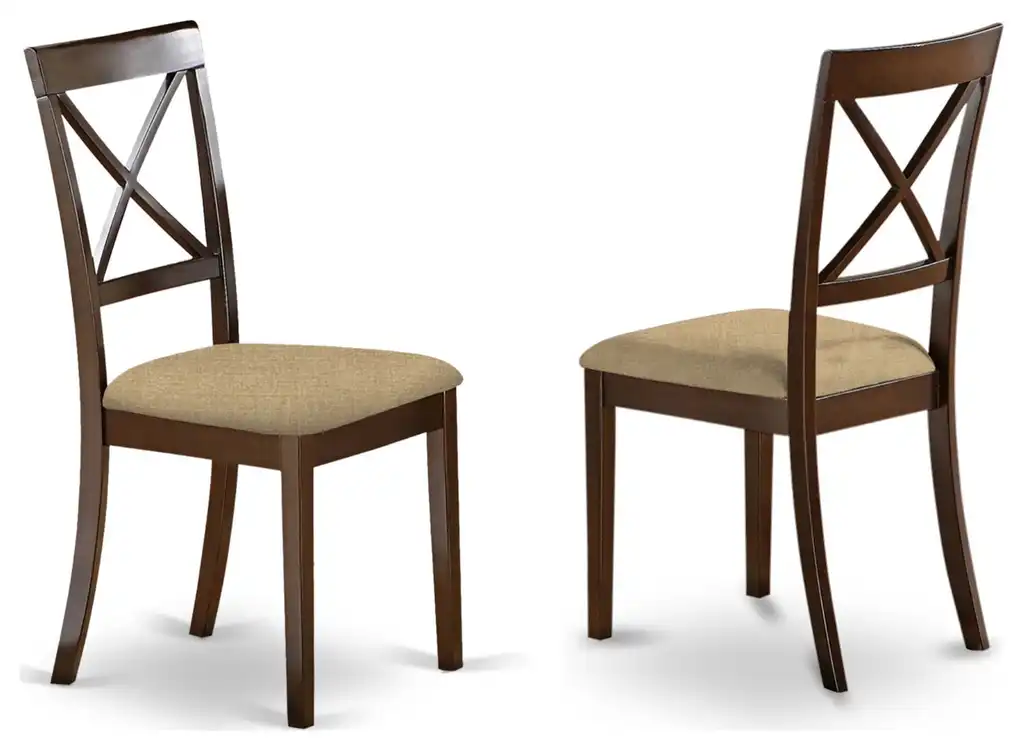 Set of 2 Boston X-Back Dining Chair With Faux Leather Upholstered Seat