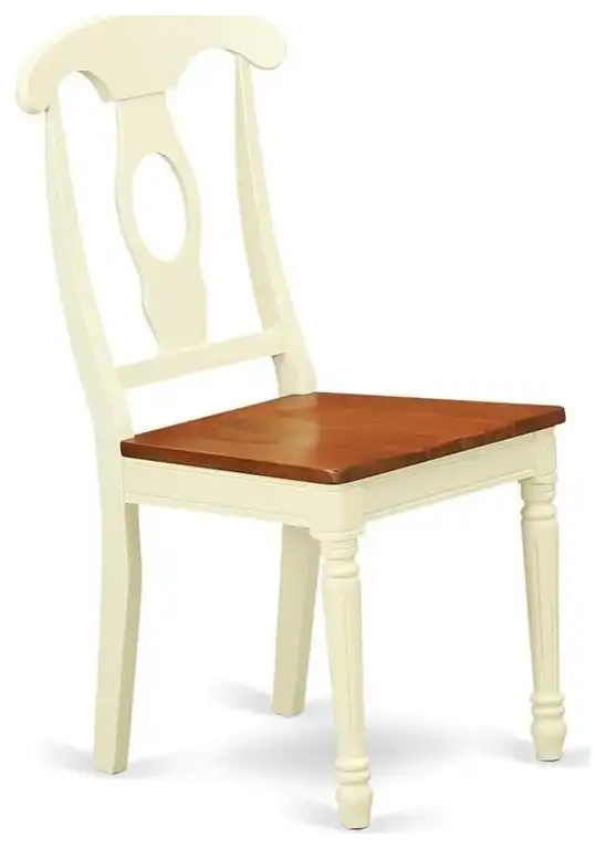 Set of 2 Buttermilk & Cherry Dining Chairs with Wooden Seats and Napoleon Backs