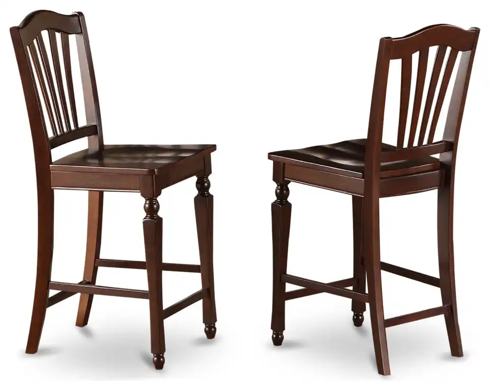 Set of 2 Chairs Chelsea Stools With Wood Seat, 24" Seat Height