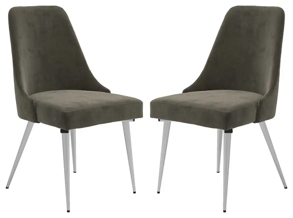 Set of 2 Dining Side Chair with Metal Legs, Loden and Chrome